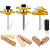 Tongue and Groove Router Bit Tool Set with Adjustable 1/4 Inch Shank T Shape Wood Milling with 45 Degree Lock Miter Router Bit 3/4 Inch Stock Joint Router Bit for Wood Drawer, Window, Cupboard Helovmine