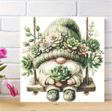 SHICERNHJ Gnome Paint by Numbers Kit for Adults,Succulent Plant Adults' Paint-by-Number Kits for Beginner,DIY Acrylic Paint by Number On Canvas for Home Wall Decor 16X16 Inch SHICERNHJ