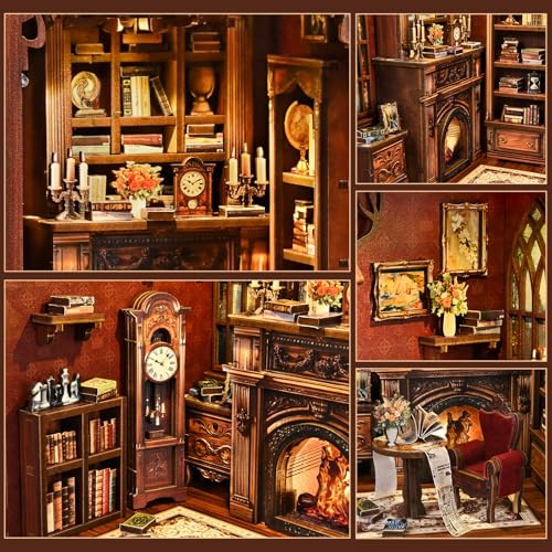 Sagiterra Book Nook Kit，DIY Miniature Dollhouse Kit for Adults and Teens，3D Wooden Tiny House for Family and Friends，Bookshelf Decor in Halloween/Christmas（Book Store） (Twilight Library)
