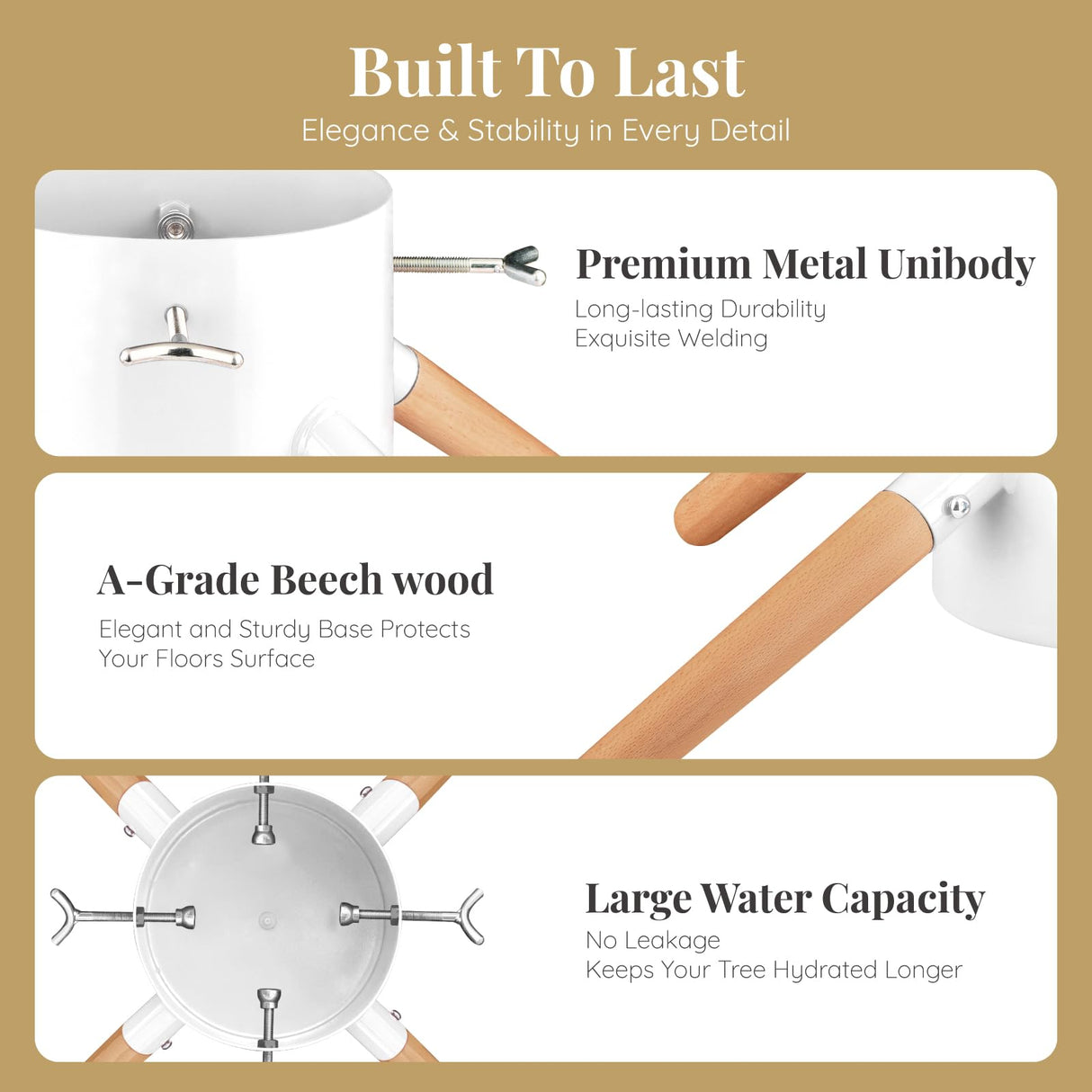 Tree Nest Christmas Tree Stand Base Xmas Modern Tree Metal Holder Stand for 10ft Real Tree Xmas Tree Decoration（Family,White） Tree Nest