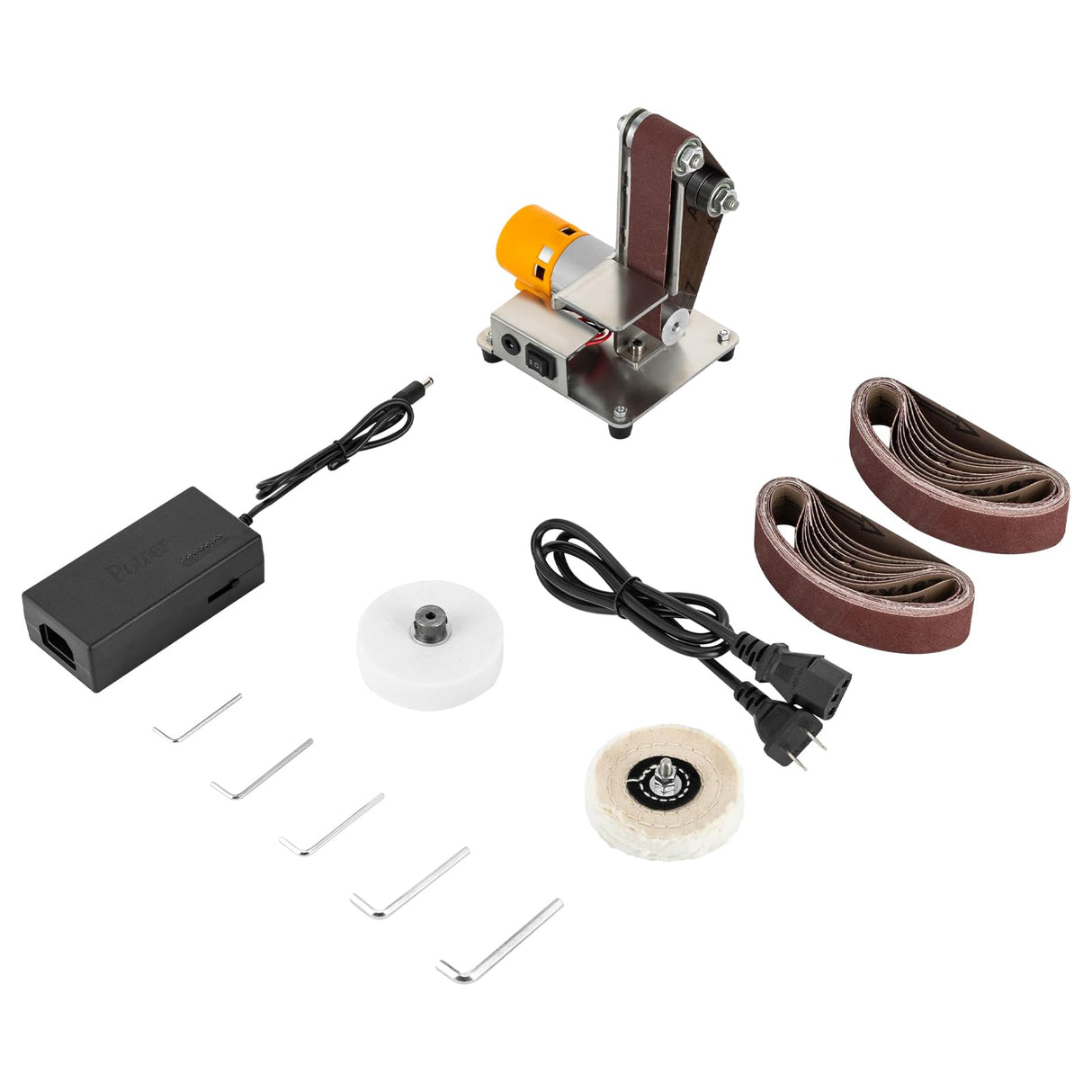 Mini Belt Sander, 7 Adjustable Speed Electric Bench Grinder Sanding Machine, Electric Knife Sharpener Mini Bench Belt Grinder for Metal Working, Knife Making and DIY MIMODA