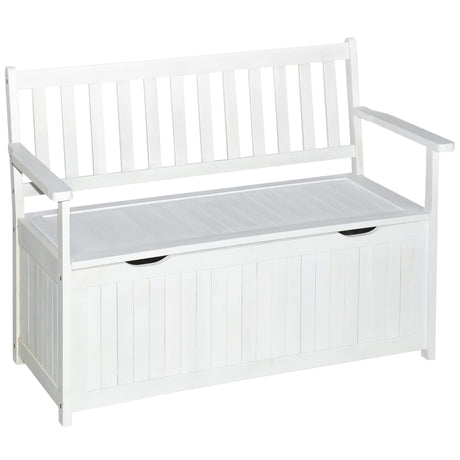 Outsunny 41 Gallon White Wooden Outdoor Storage Bench with Waterproof Lining and 2-Seat Capacity Outsunny