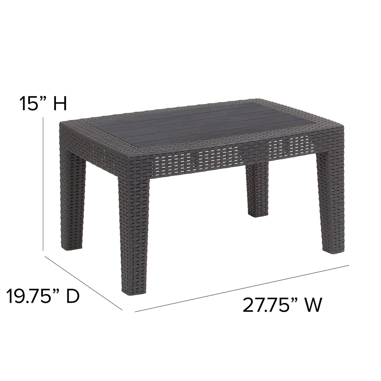 Flash Furniture Seneca Dark Gray Faux Rattan Coffee Table Flash Furniture