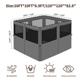 homegroove Gazebo Universal Replacement Privacy Curtain, 10'x10' Gazebo Curtains Outdoor Waterproof, 4-Panels Sidewall Curtains with Zipper and Mesh Windows for Backyard, Garden, Yard homegroove