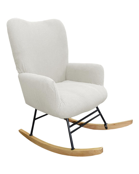 CRFATOP Jacquard 1 PC Nursery Rocking Chair Recliner Covers Upholstered Glider Rocker Banquet Armchair Slipcover Stretch Accent Chairs Furniture Protector for Living Room Bedroom Offices,White CRFATOP