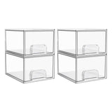 Vtopmart 4 Pack Clear Stackable Storage Drawers, 4.4'' Tall Acrylic Bathroom Makeup Organizer,Plastic Storage Bins For Vanity, Undersink, Kitchen Cabinets, Pantry, Home Organization Vtopmart