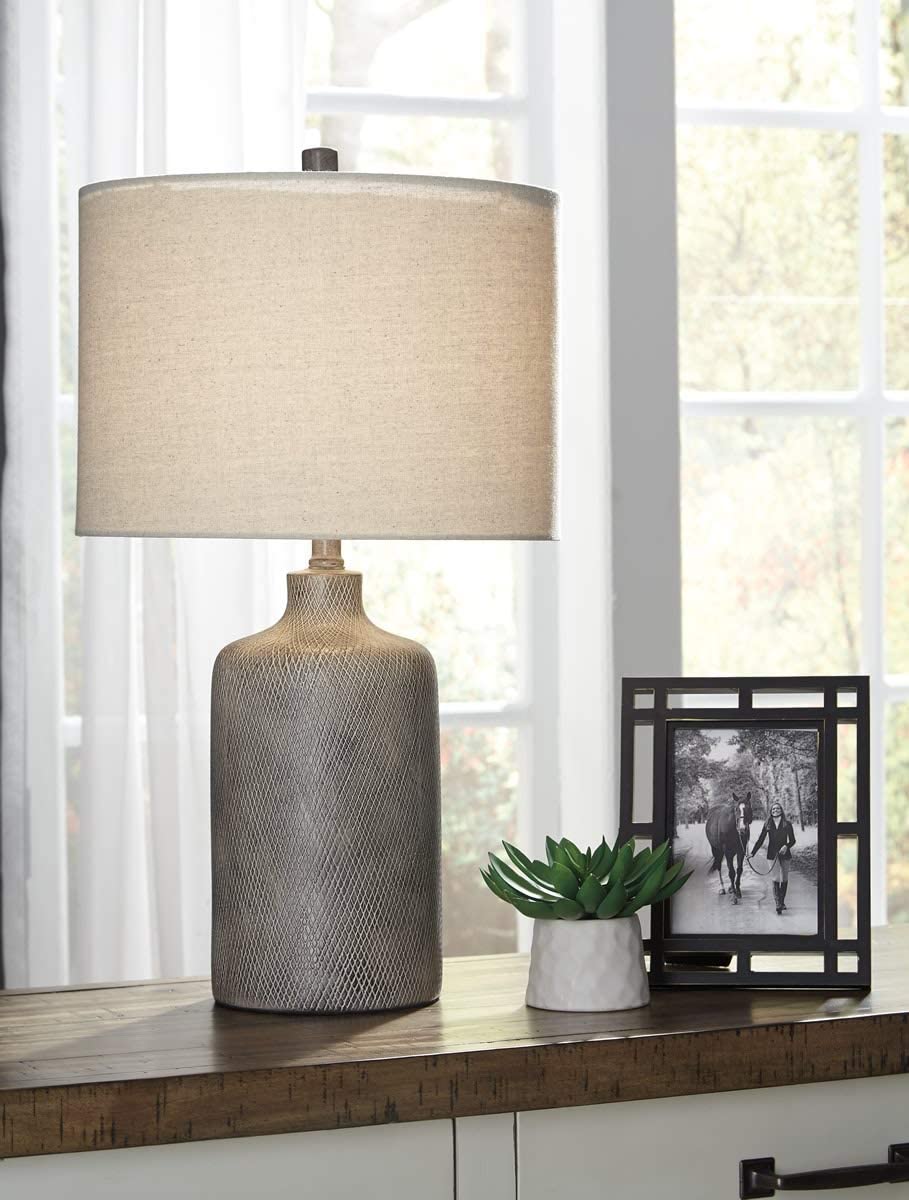Signature Design by Ashley Linus Modern 25" Ceramic Table Lamp, Natural Stone Finish Signature Design by Ashley