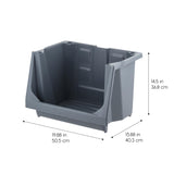 IRIS USA Open Front Storage Bins, Large - 3 Pack, Heavy Duty Garage Storage, Stackable Storage Bins, Tools Hose Household Product Sporting Goods, Wide Open Front, Interlocked Secure Stacking, Gray IRIS USA