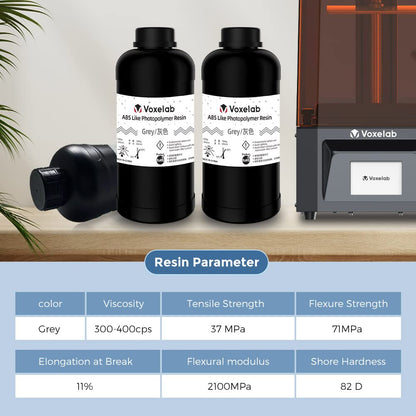 VOXELAB ABS-Like 3D Printer Rapid Resin 405nm LCD UV-Curing Resin Standard Photopolymer Resin for LCD 3D Printing – 1000g (Grey)