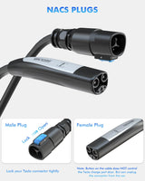 EV Charger Extension Cable for Tesla Charger, 50Amp 21ft Max 240V 12kW with NACS Plug, EV Extension Cord for Level 1/2 Tesla Mobile Charger/Wall Connector, Extension Cord for ModelY/X/3/S/Cyber-truck SEGUMA