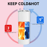 MURRICON 16 Pack Sublimation Tumblers 20 oz Skinny,Stainless Steel Insulated Sublimation Blanks Tumbler with Lid,Straw,Sublimation Paper,Individually Boxed,Shrink Wrap and Rubber Bottom MURRICON