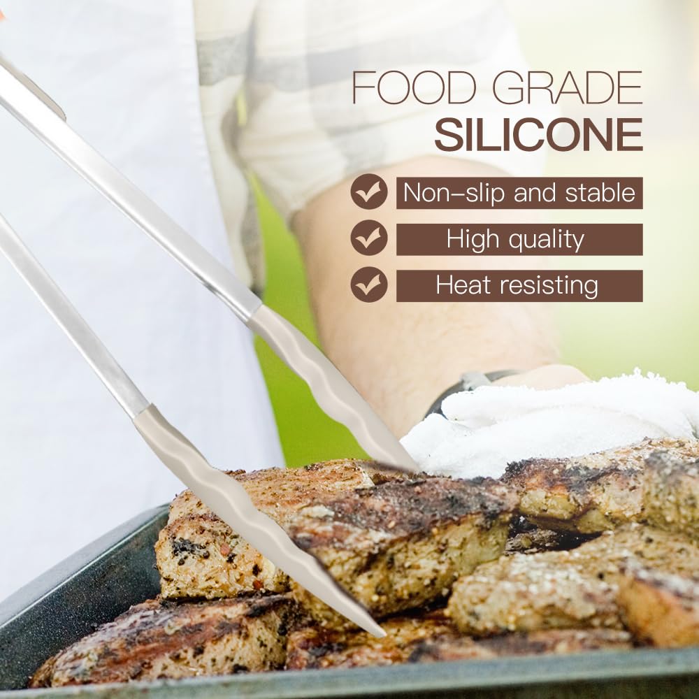 Kitchen Utensils Set-Silicone Cooking Utensils-33pcs Non-Stick Silicone Cooking Kitchen Utensils Spatula Set with Holder-Best Kitchen Cookware with Stainless Steel Handle (Khaki) BESTZMWK