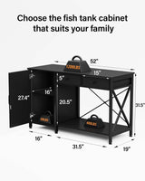 FILKO 40-50 Gallon Fish Tank Stand: Sturdy Aquarium Stand with Storage for 40-50 Gallon Fish Tank - Metal Terrarium Table Cabinet with Power Outlet for Reptile Turtle (55-75 gallon) FILKO