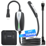 Level 1/2 EV Charger for Tesla, 16A Electric Car Mobile Charger for Tesla 25ft Cable with 240V NEMA 6-20 Plug, 120V NEMA 5-15 Adapter, NACS Connector, Home Portable Wall Charger for Tesla ModelY/3/S/X SEGUMA