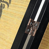 MyGift Decorative 4 Panel Folding Room Divider Bamboo Screen with Chinese Calligraphy Design, 6FT Freestanding Floral Artwork Room Partitioner with Black Wood Frame MyGift