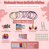 Headband Making Kit - Crafts for Girls Ages 6-8, Includes 12 Headbands, DIY Hair Accessories for Kids Parties Sixth Space