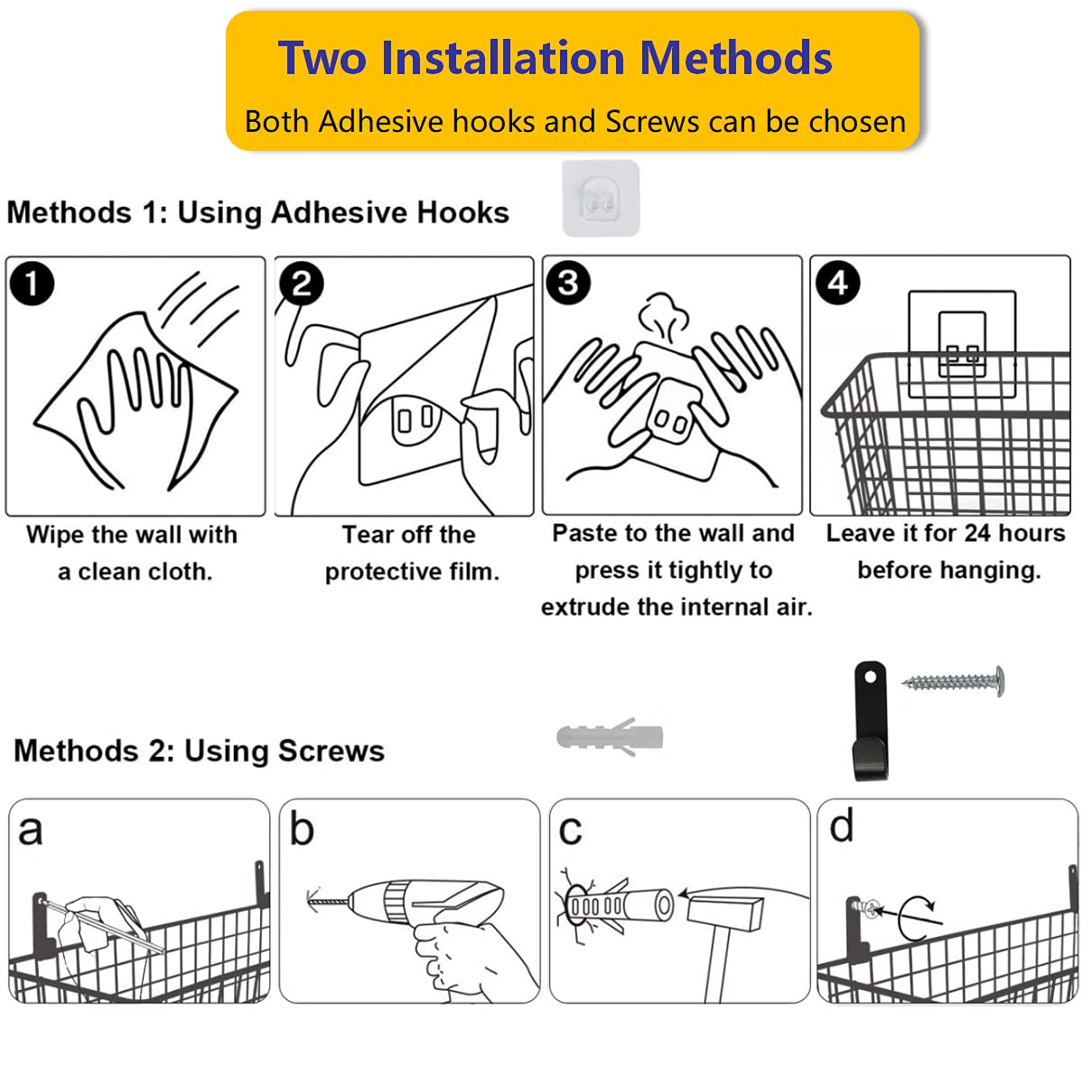 3 Set [Extra Large]Hanging Wall Wire Baskets, Farmhouse Food Storage Kitchen Pantry Laundry Closet Garage RV,Black Joben Oligey