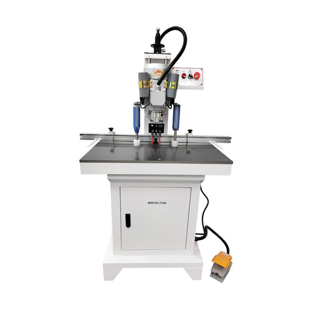 BREVELTION 110V Pneumatic Hinge Boring Insertion Machine Single Head Hinge Drill for Drilling Processing of Cabinets Wardrobes 45-9.5 Combined Drill 1.5KW BREVELTION