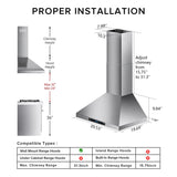 HisoHu Wall Mount Range Hood 30 Inch,Ductless/Ducted Convertible, 780 CFM Kitchen Vent Hood, Stainless Steel Mesh Filters,4 Speed Gesture Sensing&Touch Control Panel, Stainless Steel Kitchen Vent HisoHu