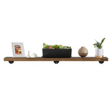 TEN49 Real Wood Rustic Floating Shelves - 60x12 Extra Large Wooden Pipe Shelving for Wall - Wall Shelf For Fireplace Mantel, Bedroom, Living Room, Kitchen, Laundry - Dark Espresso Color - Set of 1 TEN49
