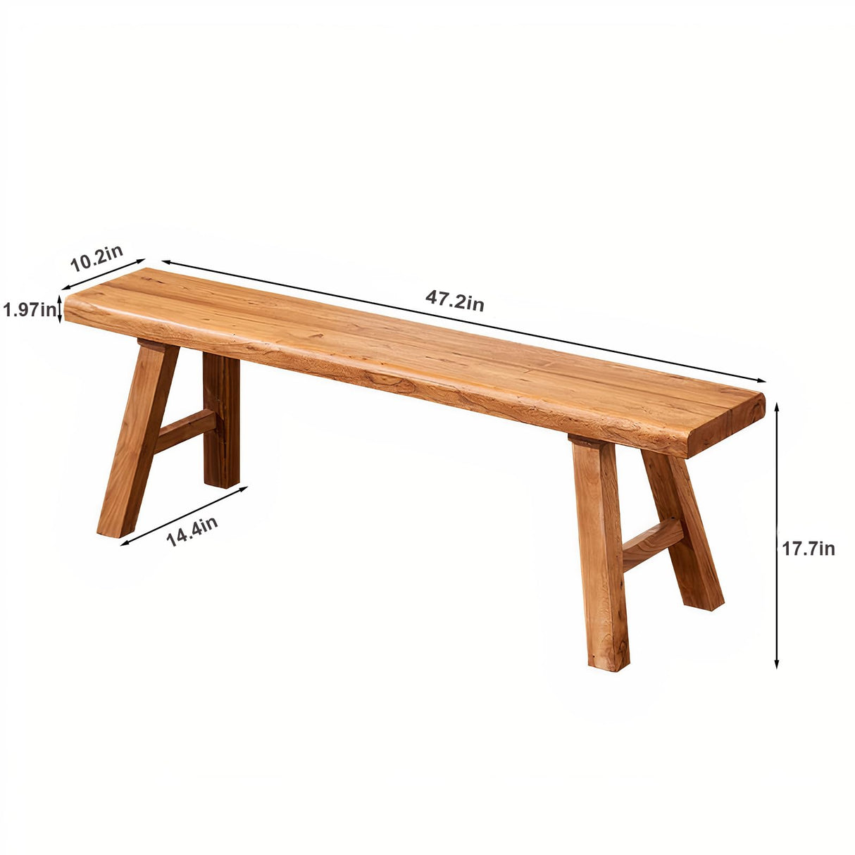 ZPrestiCraftbl 47.2in Wood Bench Indoor – Rustic Farmhouse Entryway Bench, Skinny Bench Design, Made of Extra-Thick Solid Wood, Perfect for Dining Room, Hallway, or End of Bed ZPrestiCraftbl