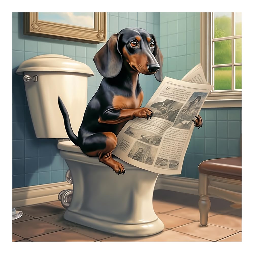 SJUTOUCI Dachshund Diamond Art Painting Kits for Adults, Dog Diamond Art Kits for Beginners, 5D DIY Full Drill Gem Craft for Home Decor Gift 12x12 inch/30x30cm, Animal SJUTOUCI