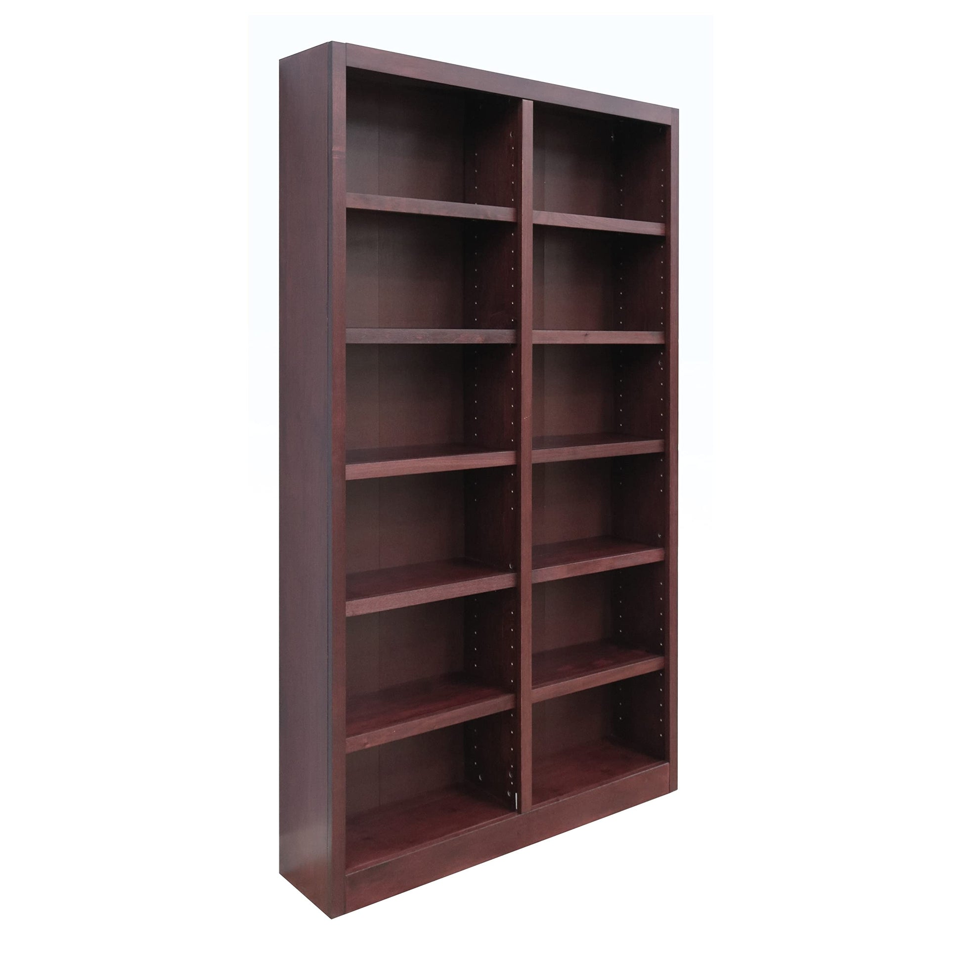 84" Cherry Finish Double Wide Bookcase with 10 Adjustable Shelves by Concepts In Wood - WoodArtSupply