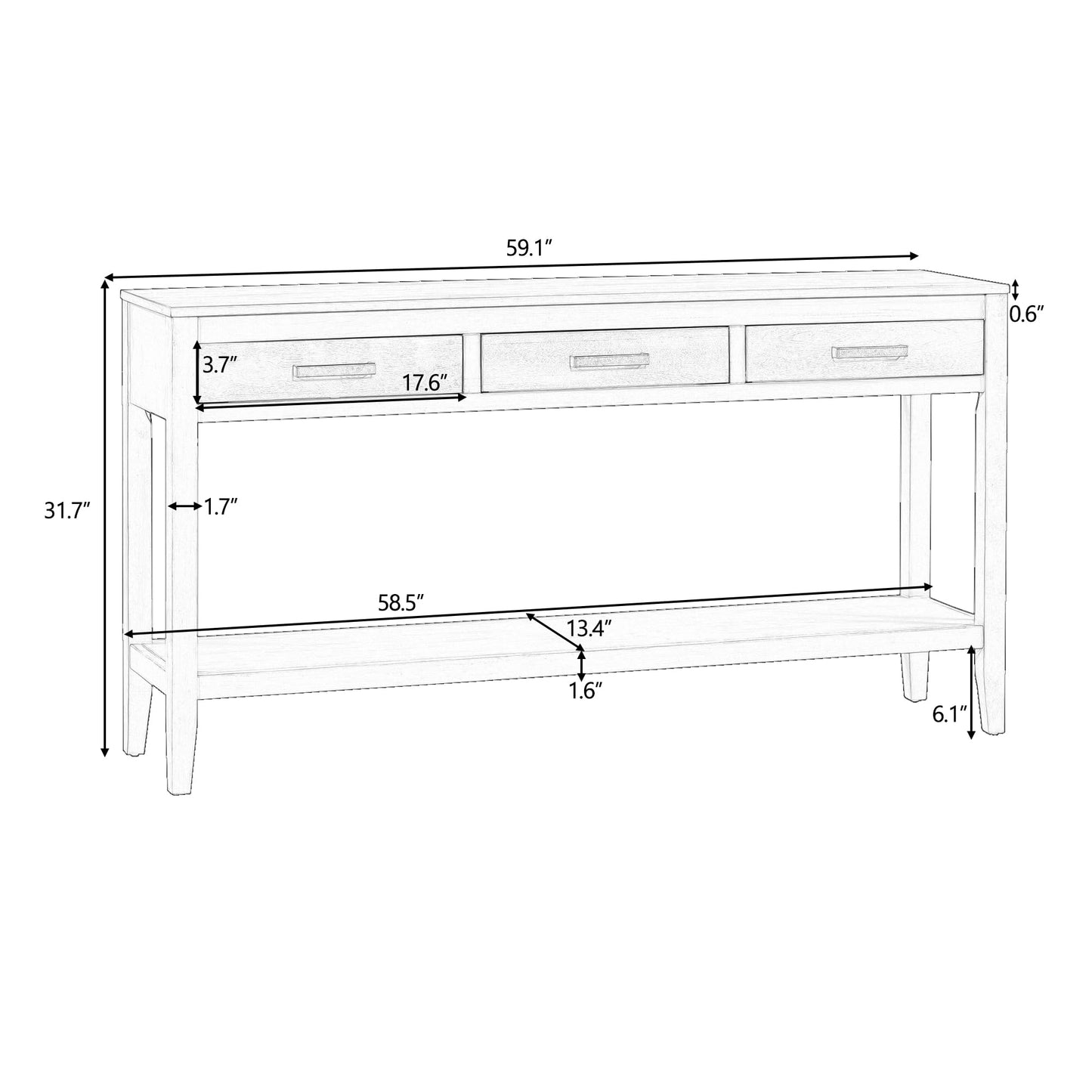 Merax Entryway Console Table with Storage, 3 Drawers Design/Wood Frame/Behind Couch & Sofa, Black - WoodArtSupply