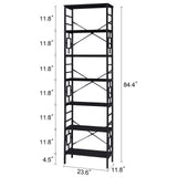 HOMISSUE Tall Bookshelf, 84 Inch Industrial Bookshelf with Metal Frame and Open Shelves, 7 Tier Metal Bookshelves and Bookcases, Rustic Tall Book Shelf for Office, Living Room and Bedroom, Black HOMISSUE