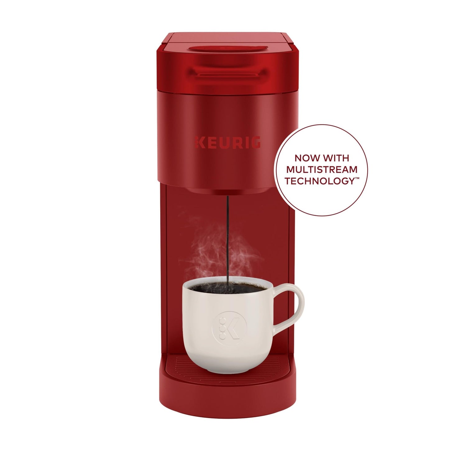 Keurig K- Slim Single Serve K-Cup Pod Coffee Maker, with 3 Brew Sizes, Multistream Technology, 46oz Removable Reservoir, Scarlet Red