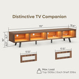 Bestier Mid Century Modern TV Stand for 75 inch TV, LED Entertainment Center with Storage and Sliding Doors, Low Profile TV Consoles for Living Room, Ancona Walnut Bestier