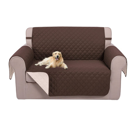 U-NICE HOME Loveseat Sofa Cover Reversible Couch Covers for 2 Cushion Couch for Dogs Furniture Protector Cover with Elastic Straps Water Resistant(Loveseat Small, Coffee/Beige) U-NICE HOME