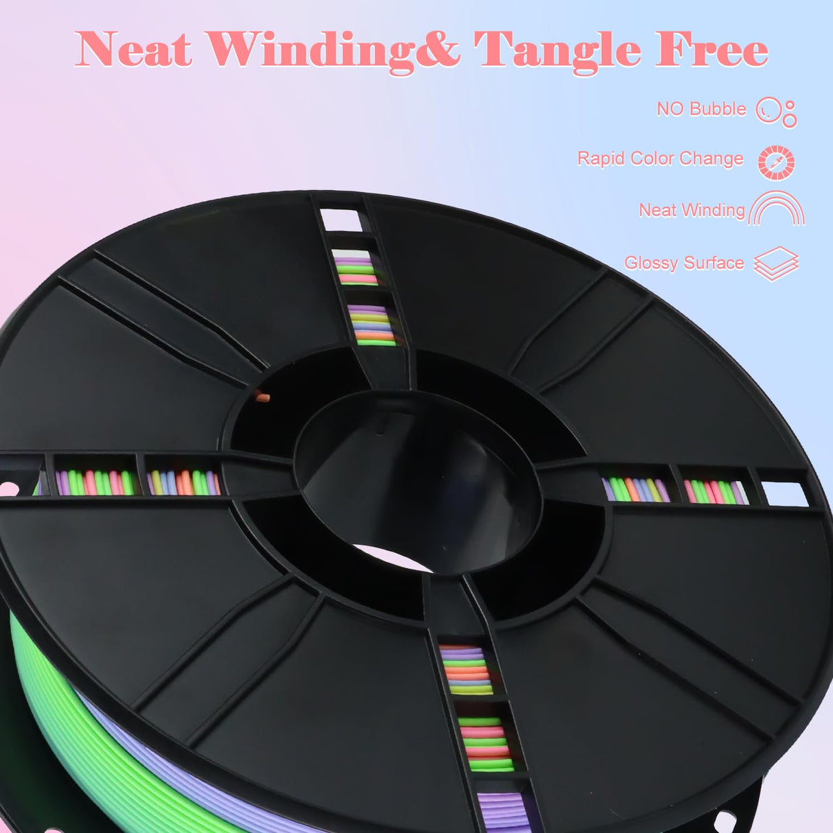 LOVOON Rainbow 3D Printing PLA Filament 1.75mm,Color Shift by Length, Multicolor Changing Filament with Matte Tiffany Blue/Mint Green/Pink/Purple/Peach Fuzz, Fit Most 3D Printer&Pen,1KG(2.2lbs)/Spool LOVOON