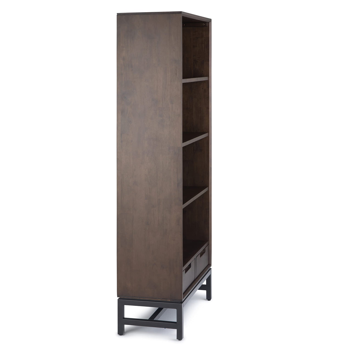 SIMPLIHOME Banting Bookcase - 66 inch Tall Solid Hardwood and Metal Bookshelf in Walnut Brown, Industrial Storage for Living Room, Study Room or Office with Open Shelves and Metal Frame SIMPLIHOME