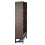 SIMPLIHOME Banting Bookcase - 66 inch Tall Solid Hardwood and Metal Bookshelf in Walnut Brown, Industrial Storage for Living Room, Study Room or Office with Open Shelves and Metal Frame SIMPLIHOME