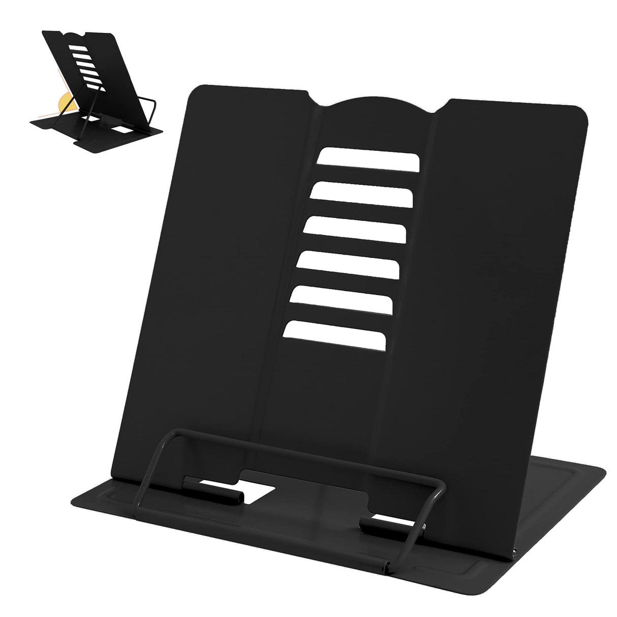 Metal Book Stand - Adjustable Book Holder for Reading (Full Black) Camelmother