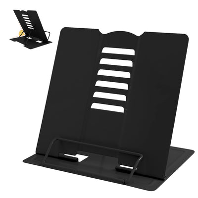 Metal Book Stand - Adjustable Book Holder for Reading (Full Black)