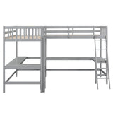 CITYLIGHT Twin Size L-Shaped Loft Bed with Built-in Desks – Grey, Perfect for Kids and Teens CITYLIGHT