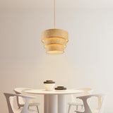 Mateyrie Rattan Lamp Shades for Floor Lamps Pendant Light Hanging Lamp Replacement, 3-Tier Drum Lamp Shade with Rattan Woven for Living Room Dining Hall Way Bedroom (Khaki) Mateyrie