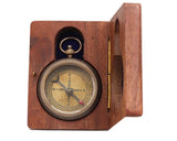 Brass Compass with Engraved Wood Case ROORKEE INSTRUMENTS (INDIA) A NAUTICAL REPRODUCTION HOUSE