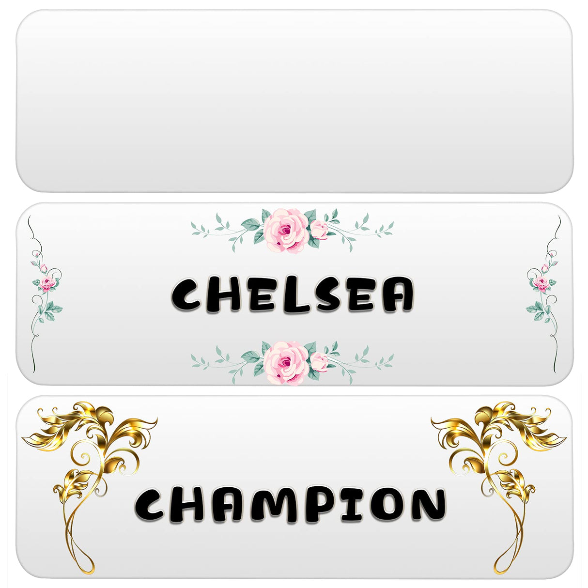 12 Pieces Sublimation Name Plate Blank Aluminum Name Card Personalized Custom Name Plate Blank Metal Name Tag Label with 12 Pieces Adhesive Backing for Men Women Boys Girls Wife Husband Outus