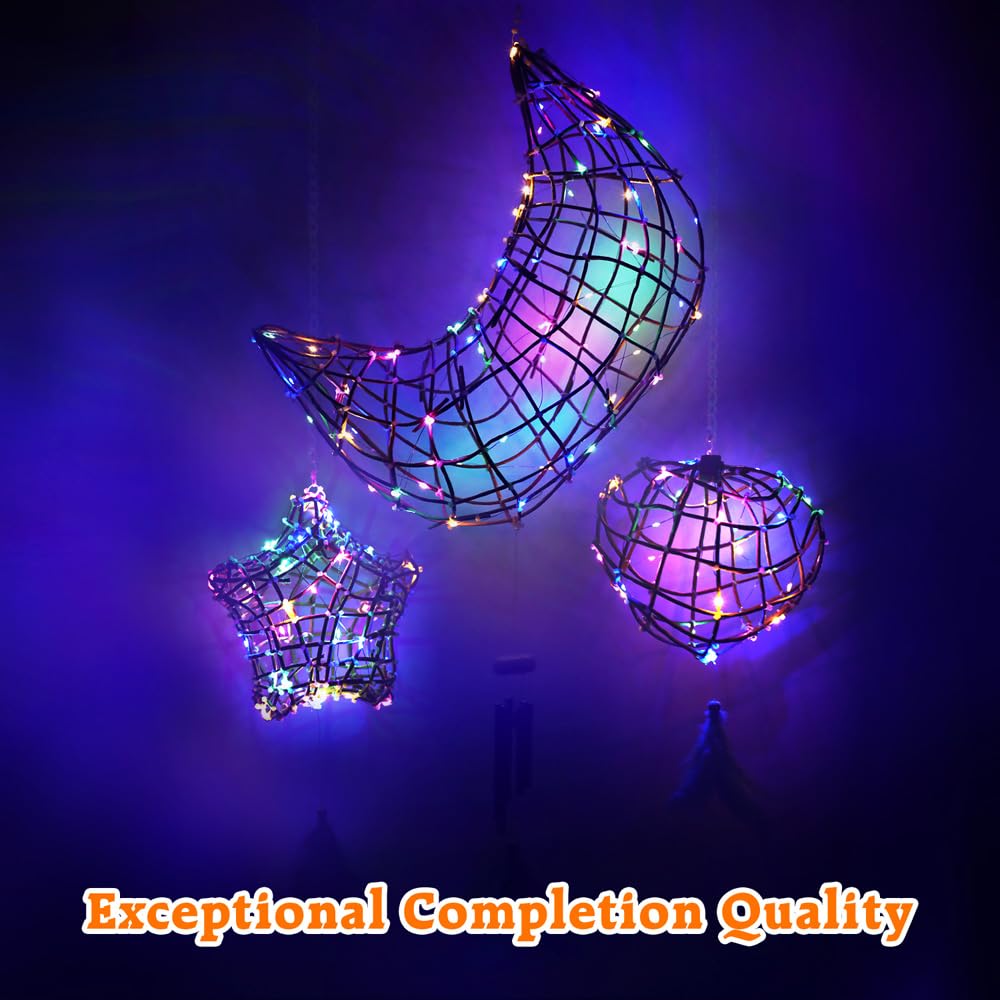 CHARTEKS 3D String Light Craft Kit for Kids, String Art Kit with LED Bulbs and Wind Chime, Arts and Crafts Set, Birthday Gifts for Girls Boys Ages 8+ (Original, Paper String) CHARTEKS
