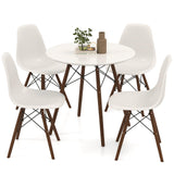 Giantex Round Dining Table Set for 4, 5-Piece Breakfast Nook Table Set w/ 31.5" Dinner Table, Dining Chairs, Wood Legs, Dinette Set, Kitchen Table Chairs Set for Living Room Restaurant (White+Walnut) Giantex