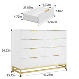 Patikuin 8 Dresser for Bedroom Wooden with 8 Drawer, Chest of Drawers Wide Dresser with Metal Handle, White Dresser for Bedroom,Living Room,Hallway and Entryway Patikuin
