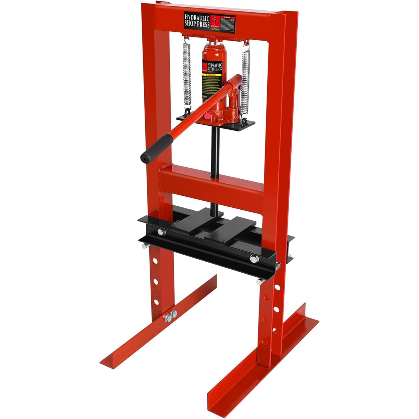 6 Ton Hydraulic Press, H-Frame Garage Shop Press with Press Plates, Floor Adjustable Hydraulic Shop Press to Bend, Straighten or Press Parts, Benchtop Press (Red) - WoodArtSupply