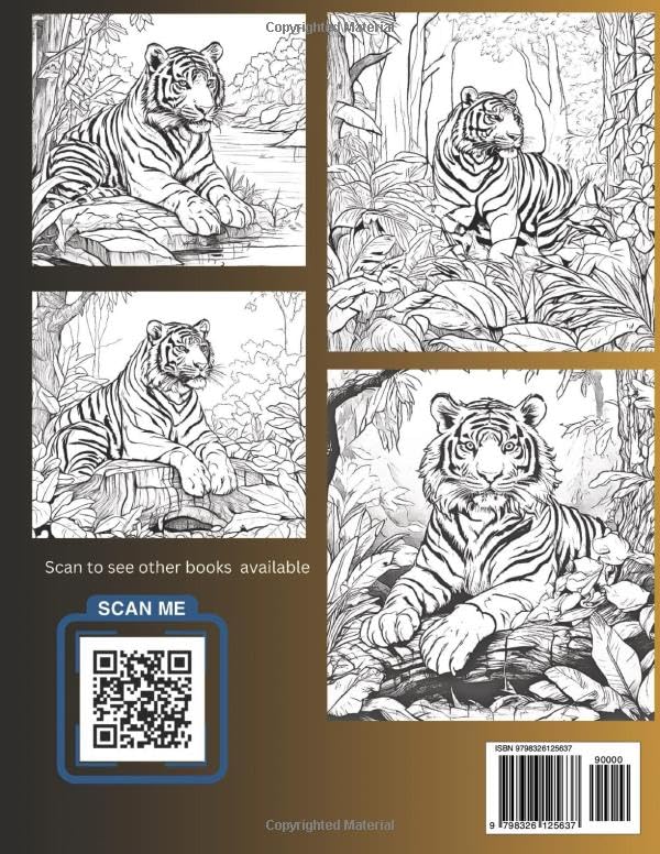 Majestic Tigers Coloring Book Volume 2: Exploring Africa's Tigers In the Wild, Coloring Book for Teens and Adults, Some Grayscale, Relaxation and ... Gift, Road Trip Friendly (AFRICAN ANIMALS) Majosta