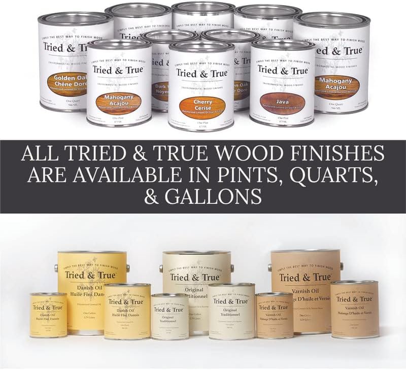 Tried & True Superior Varnish Oil Wood Finish & Sealer, 8 oz. - Natural Pine Resin & Linseed Oil, Ideal for Interior Furniture, Tables, Countertops - Tried & True
