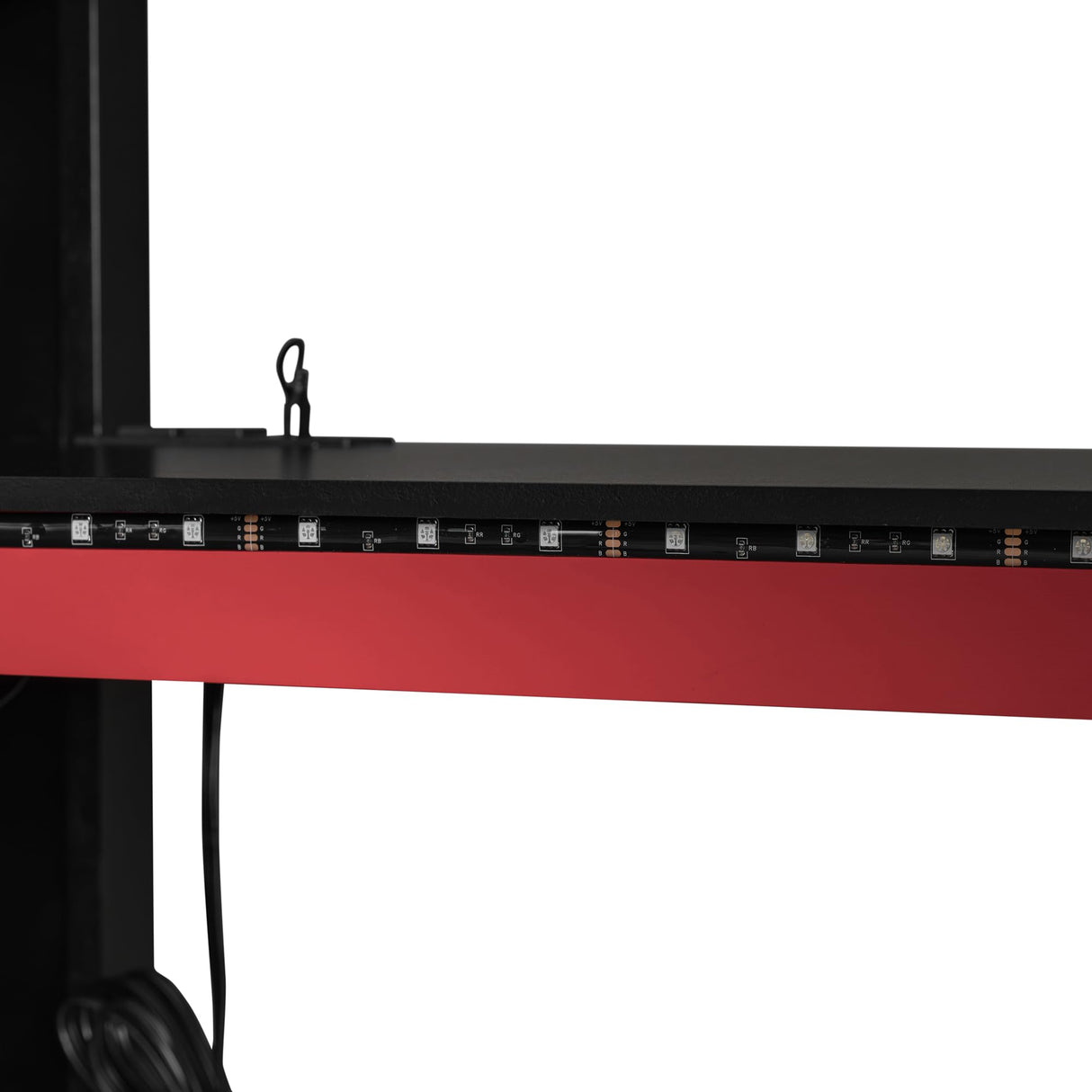 CKLMMC Full Size Gamer Loft Bed with Built-in Desk, RGB Lighting, USB Port & Storage, Gaming Bed with Wardrobe, Drawers for Kids, Teens, Adults (Red/G) CKLMMC