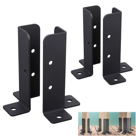 Wpbhk 4Pcs Adjustable Deck Post Anchor Base Brackets Fit 1.5x1.5,2x2,2x4,4x4 Post,Heavy Duty Reversible Wood Fence Post Base Brackets kit for Pergola Railing Mailbox Wpbhk