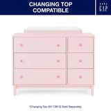 GAP babyGap Legacy 6 Drawer Dresser with Interlocking Drawers - Greenguard Gold Certified, Blush Pink/Dark Pink Delta Children